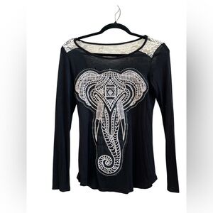 Elegant Black Elephant Design Blouse